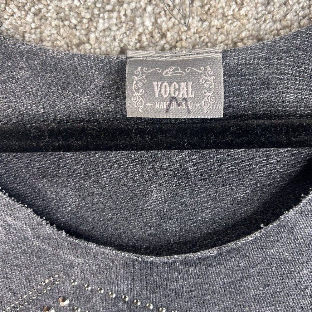 Vocal Womens Charcoal Gray Studded Tunic Top - Picture 3 of 8